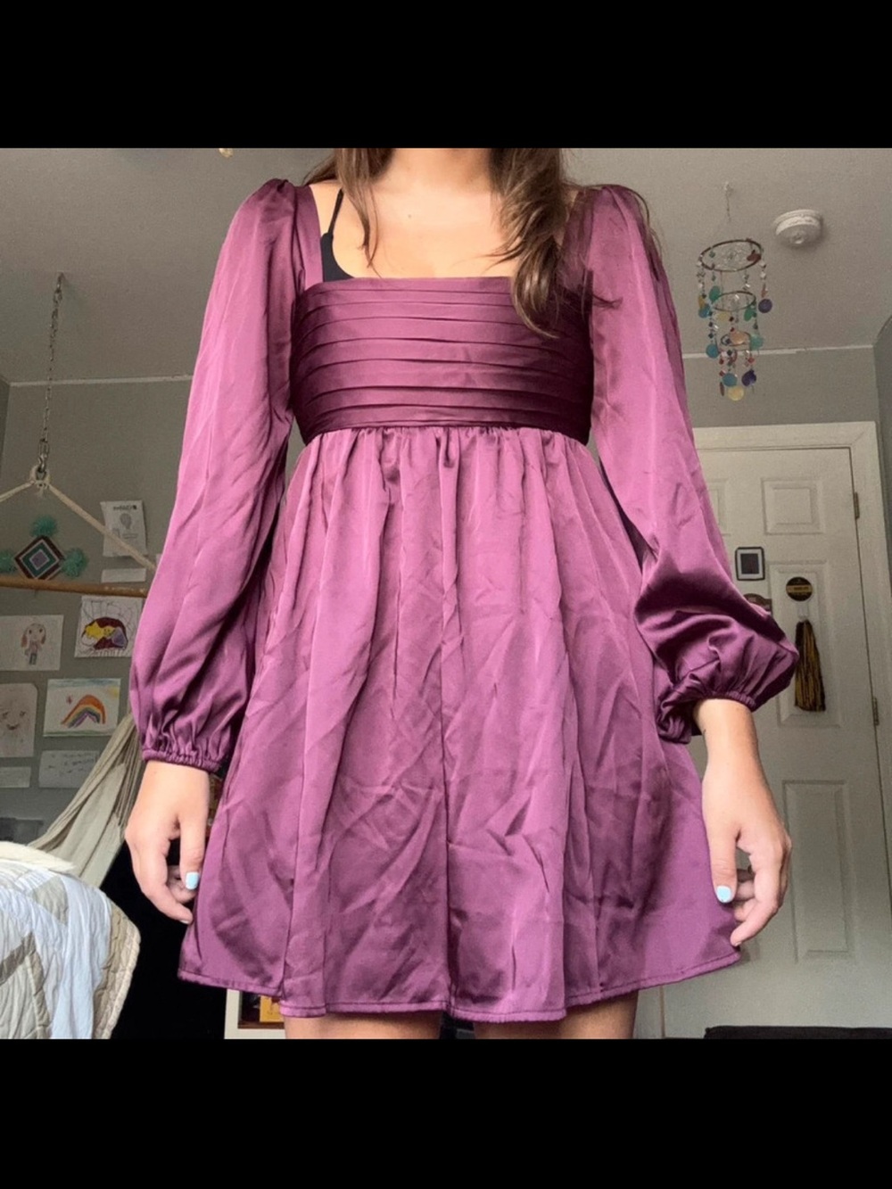 Abercrombie & Fitch Plum Long-Sleeve Mini Dress